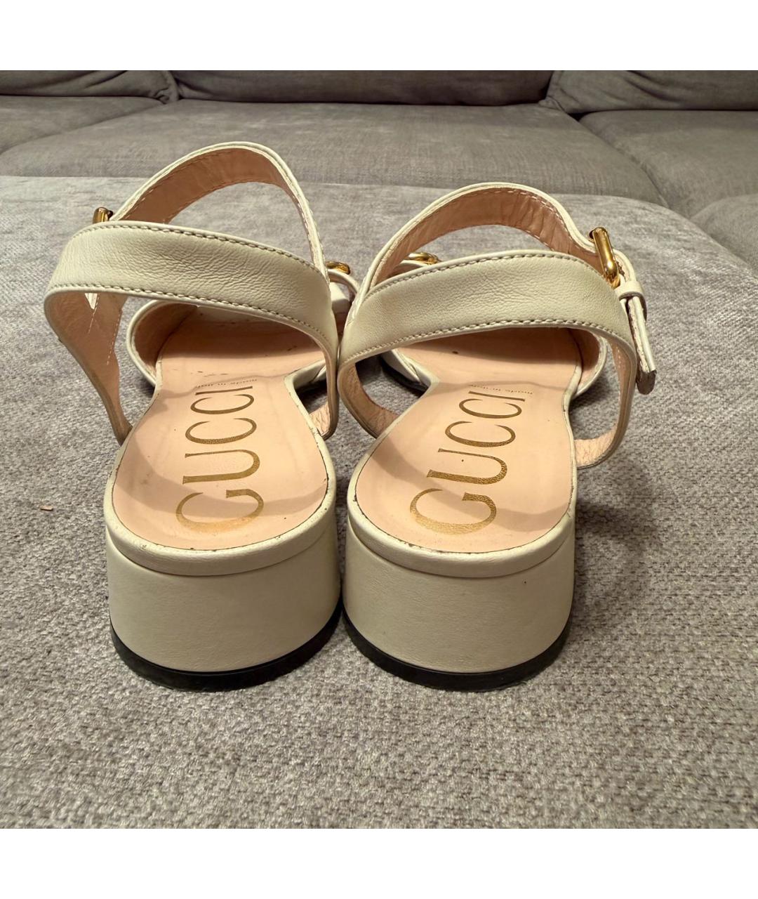 GUCCI Белые кожаные босоножки, фото 4