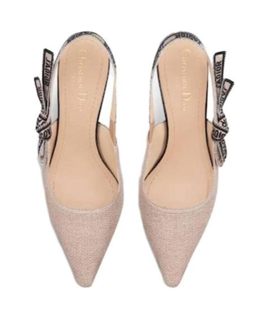 CHRISTIAN DIOR Бежевые текстильные туфли, фото 5