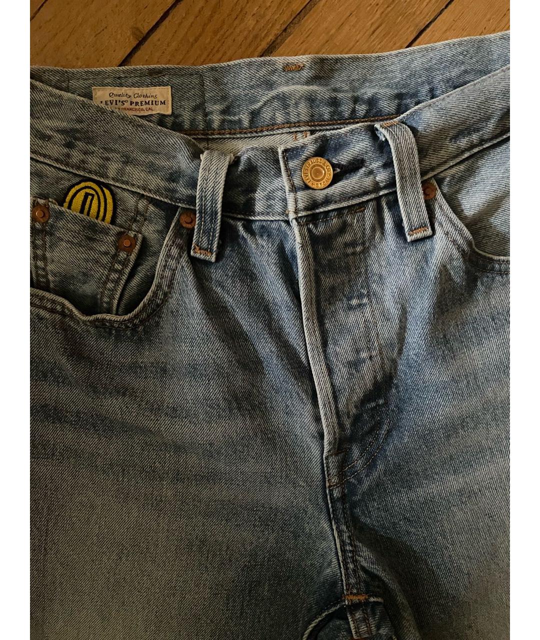 LEVI'S Голубые хлопковые прямые джинсы, фото 3