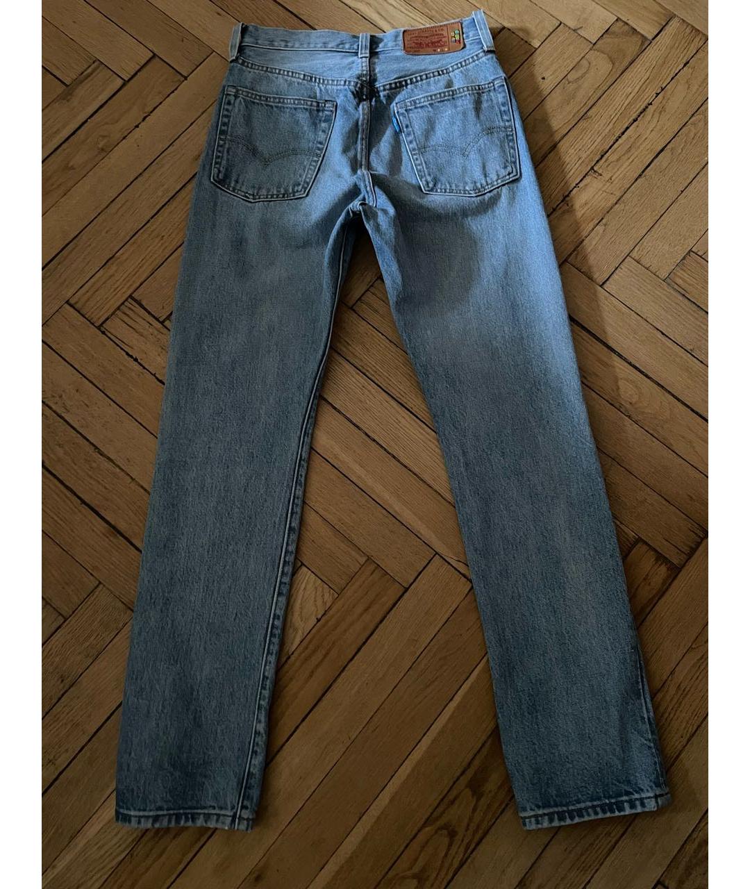 LEVI'S Голубые хлопковые прямые джинсы, фото 2