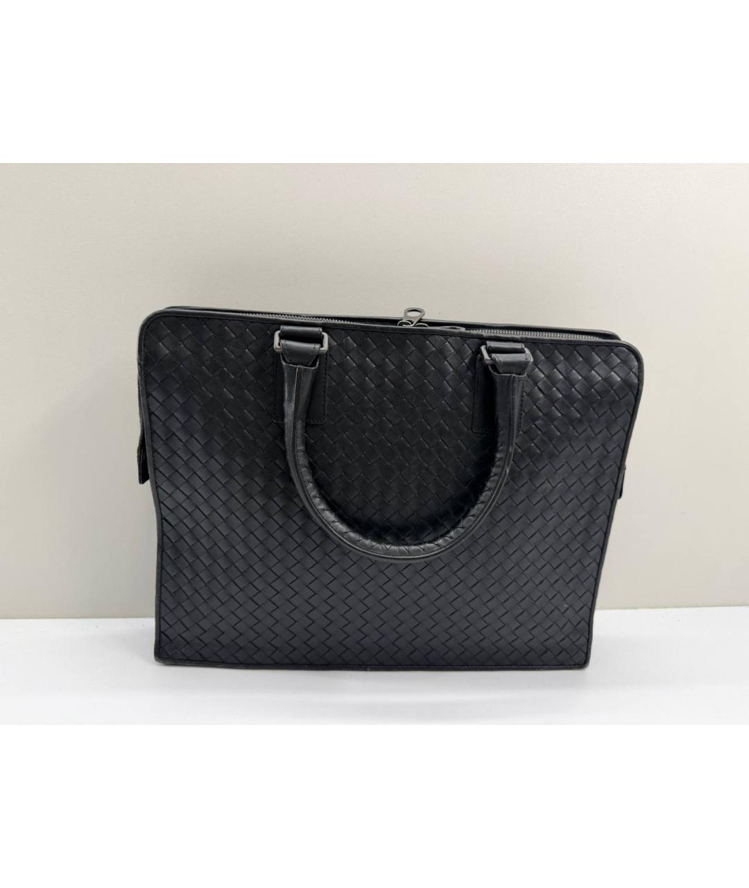 BOTTEGA VENETA Черный кожаный портфель, фото 10