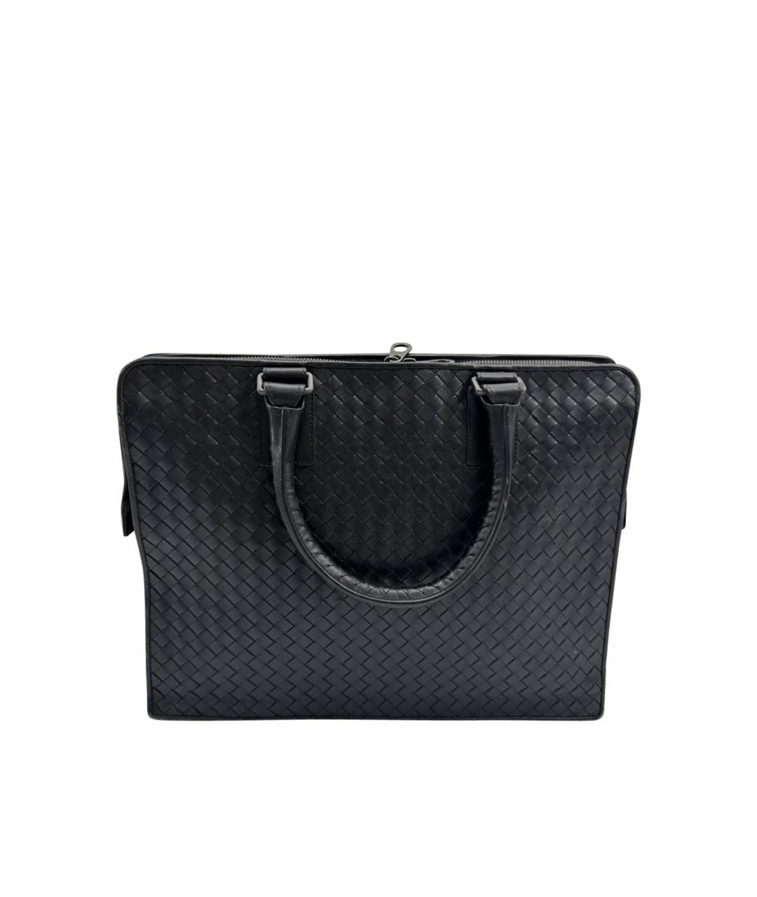 BOTTEGA VENETA Черный кожаный портфель, фото 1