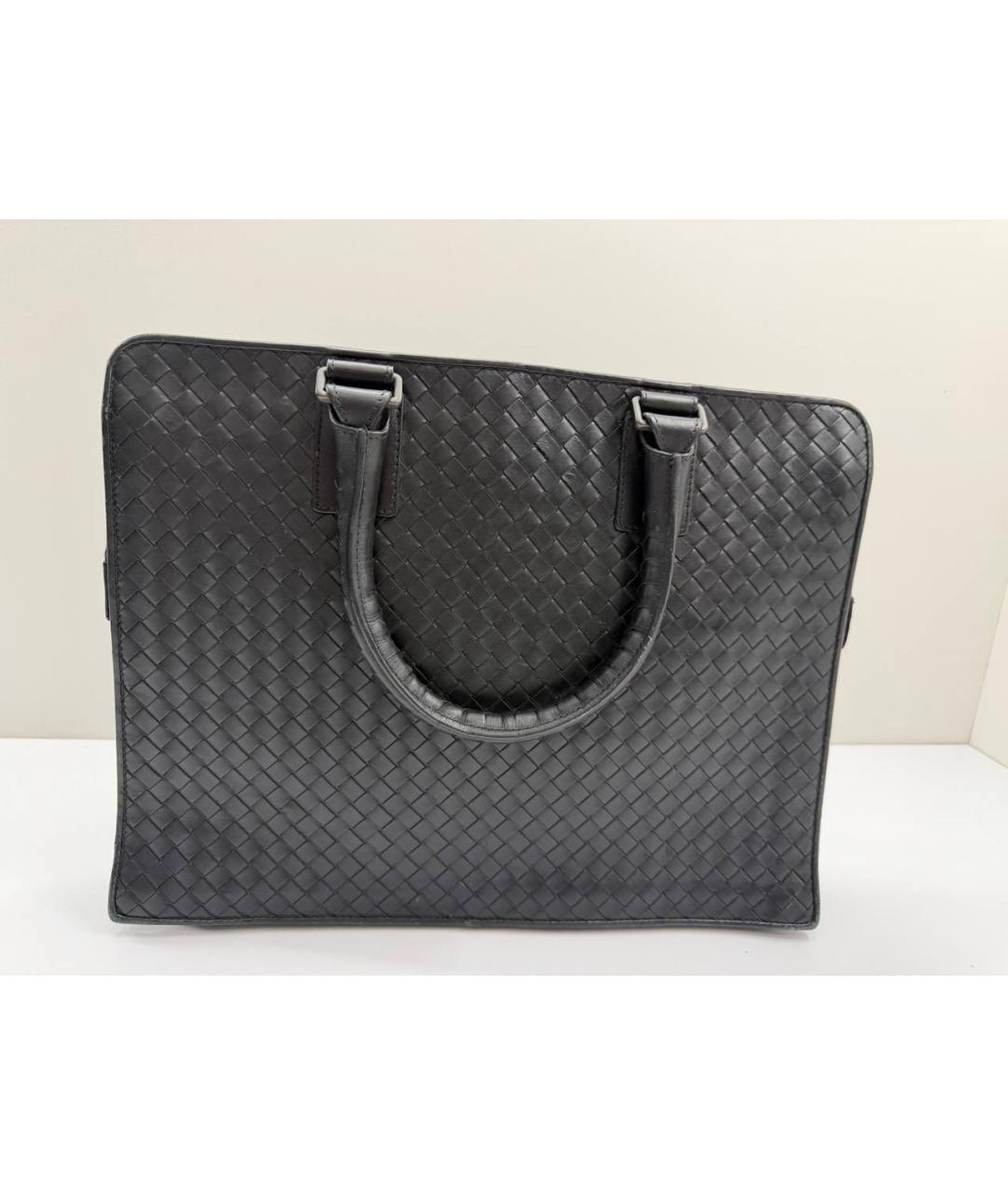 BOTTEGA VENETA Черный кожаный портфель, фото 8