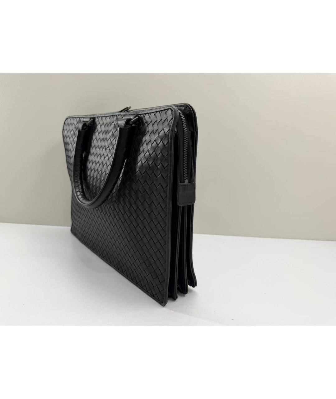 BOTTEGA VENETA Черный кожаный портфель, фото 9