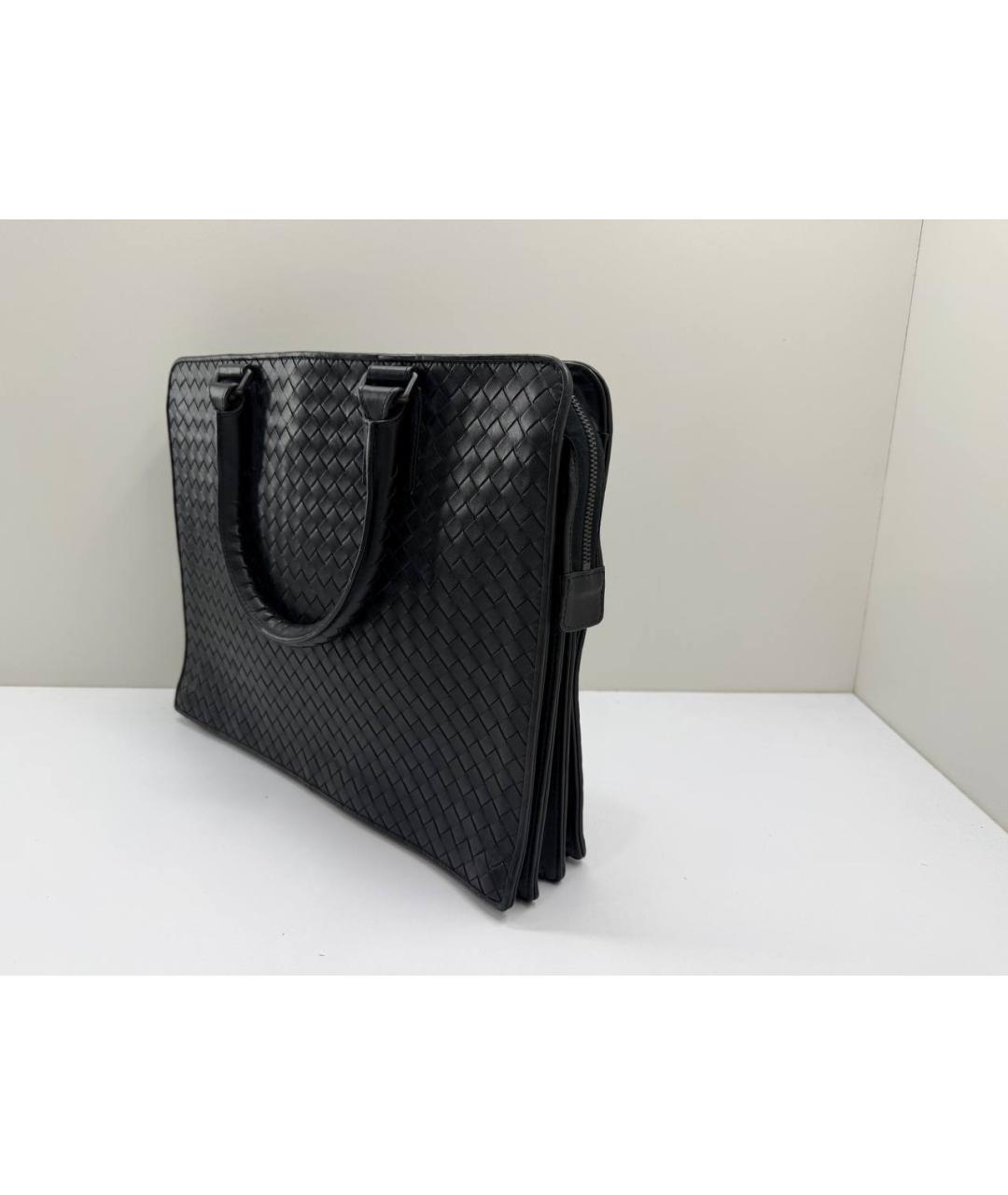 BOTTEGA VENETA Черный кожаный портфель, фото 2