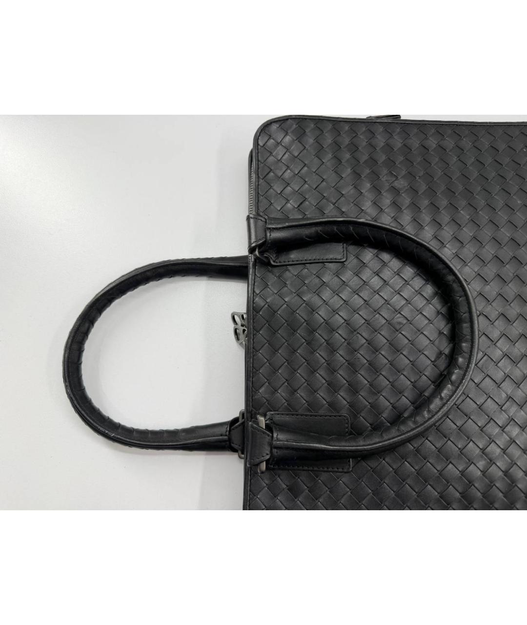 BOTTEGA VENETA Черный кожаный портфель, фото 7