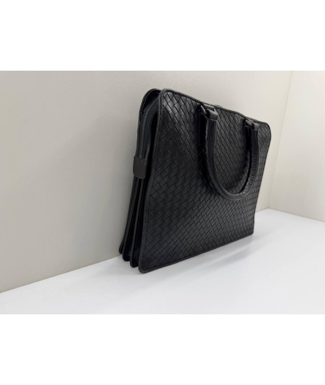 BOTTEGA VENETA Черный кожаный портфель, фото 5