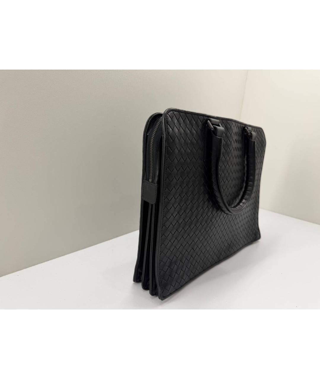 BOTTEGA VENETA Черный кожаный портфель, фото 4