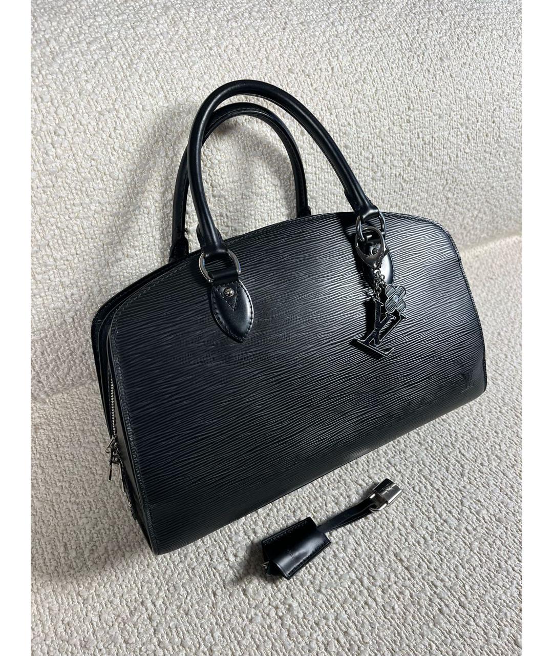 LOUIS VUITTON Черная кожаная сумка с короткими ручками, фото 2
