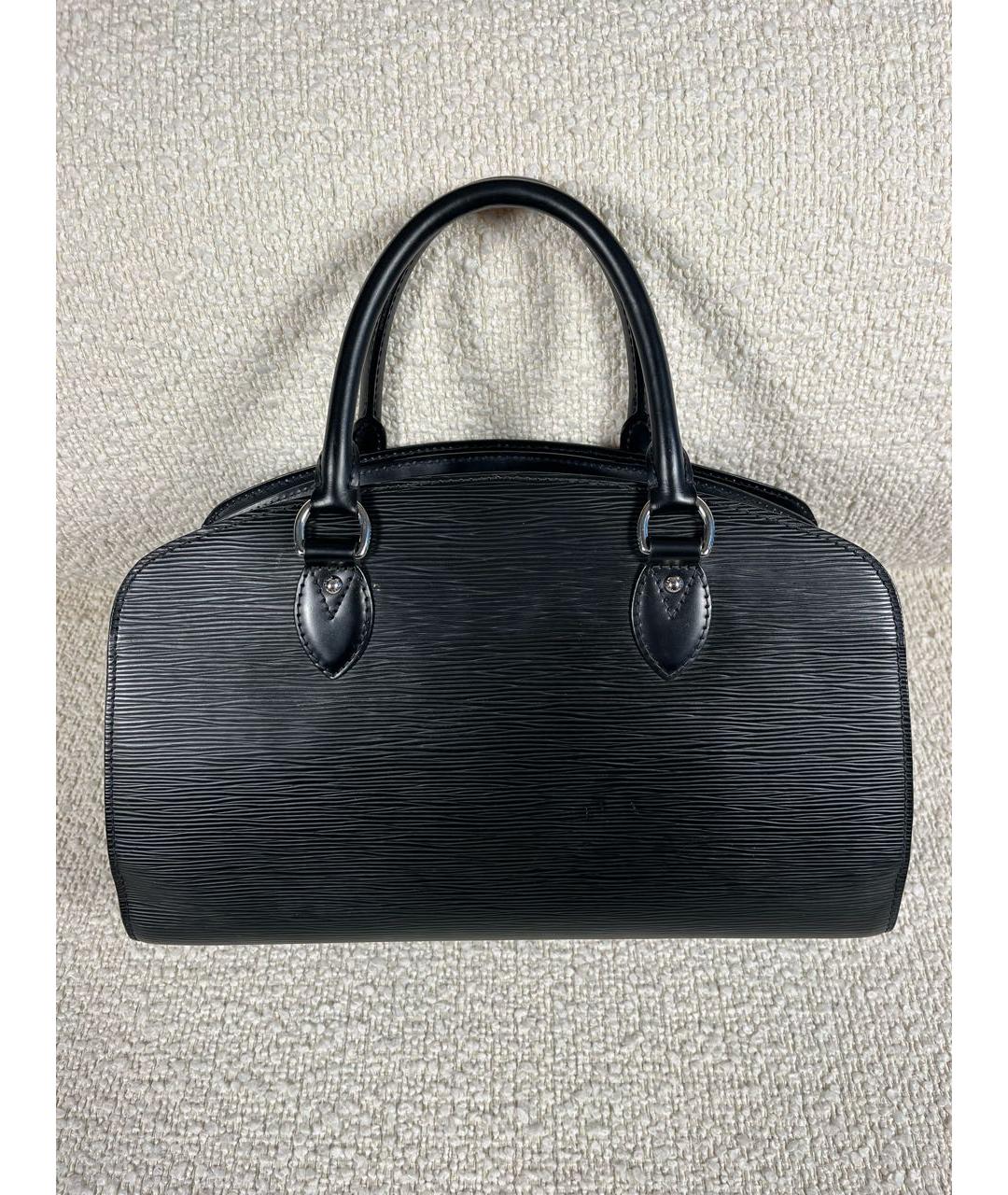 LOUIS VUITTON Черная кожаная сумка с короткими ручками, фото 3