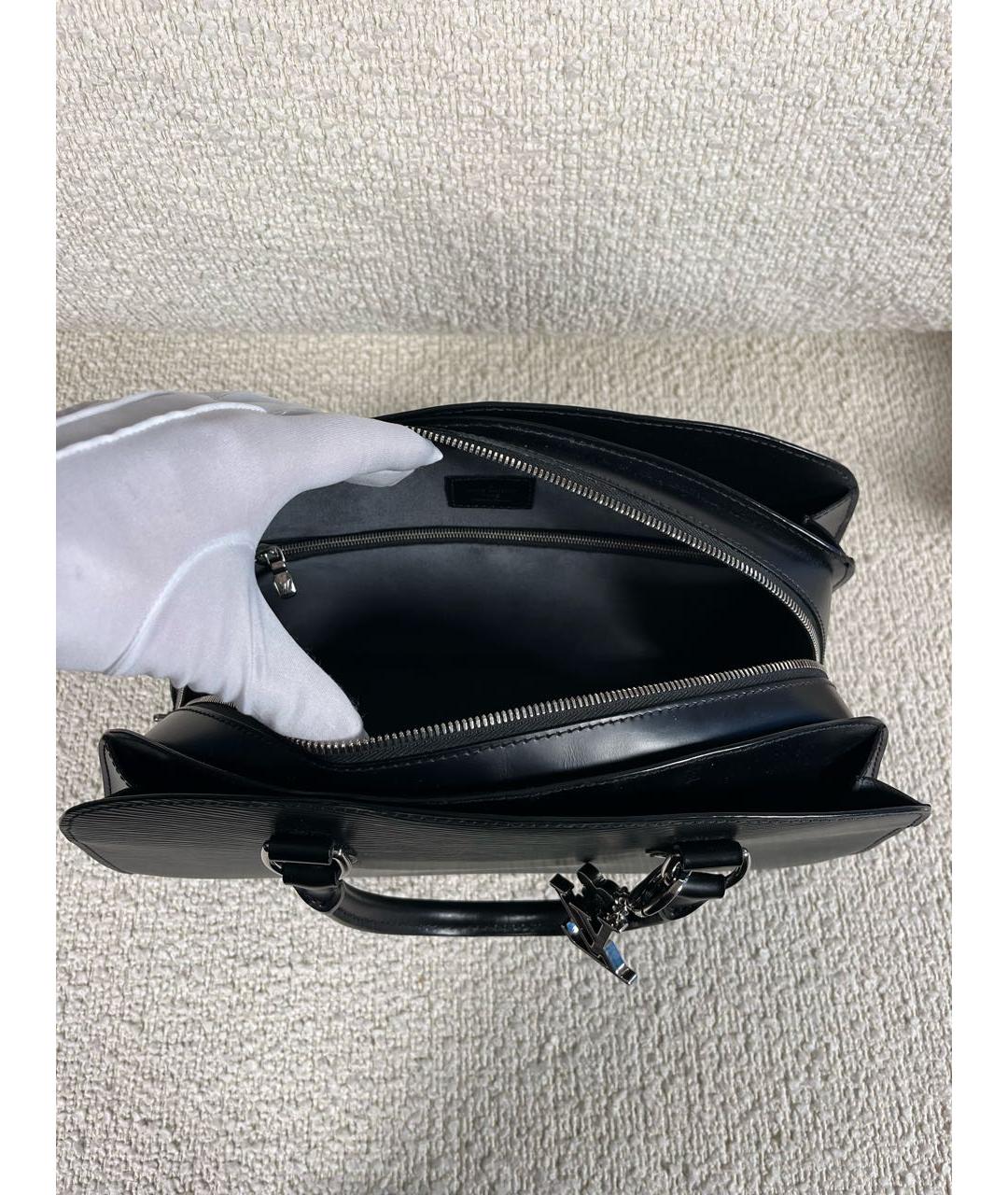 LOUIS VUITTON Черная кожаная сумка с короткими ручками, фото 4