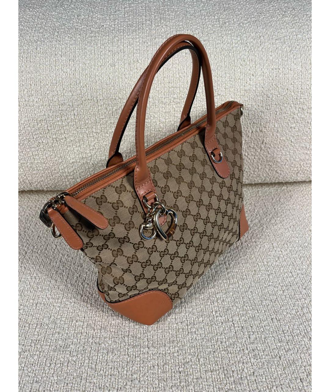 GUCCI Коричневая тканевая сумка тоут, фото 8