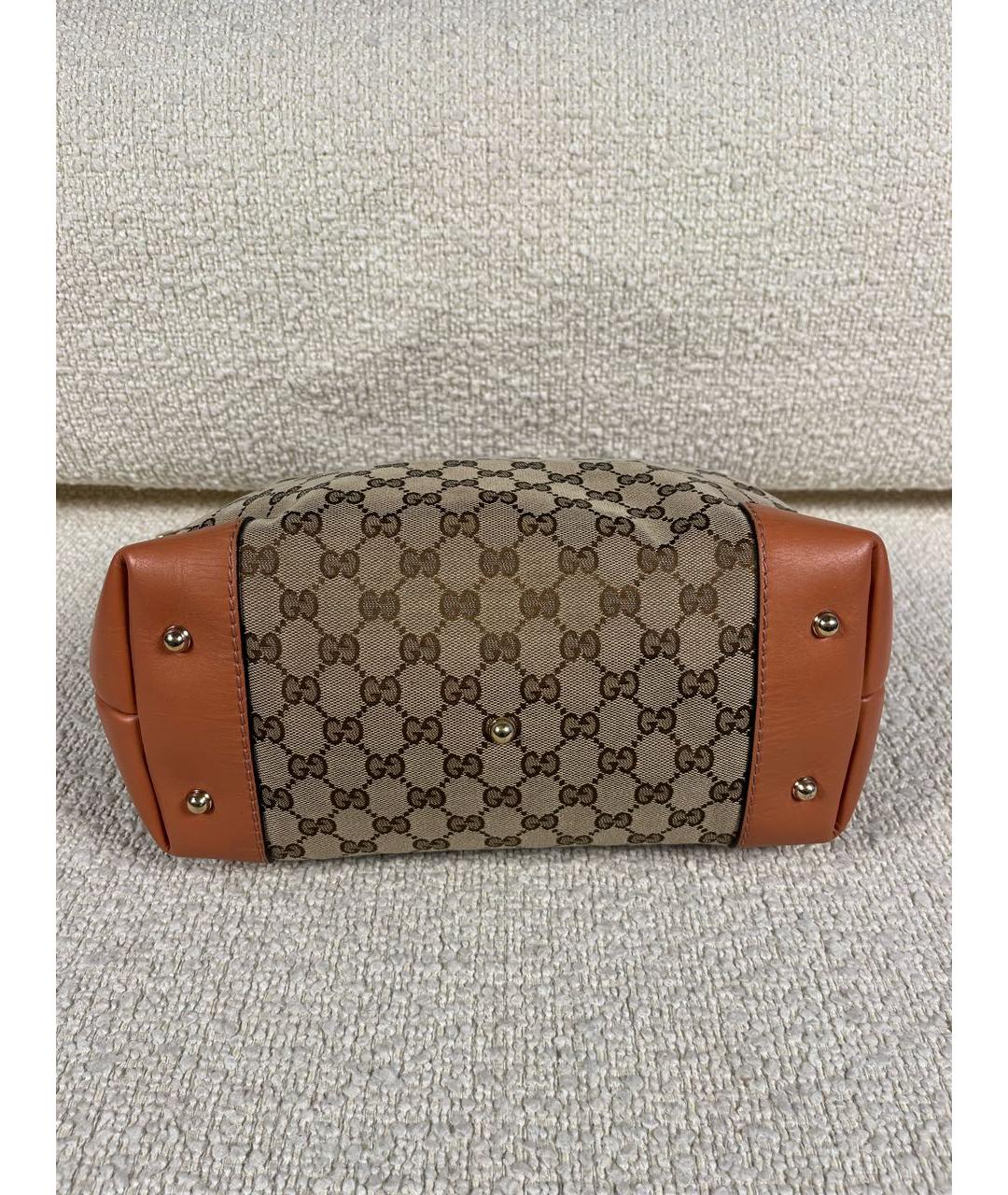 GUCCI Коричневая тканевая сумка тоут, фото 6
