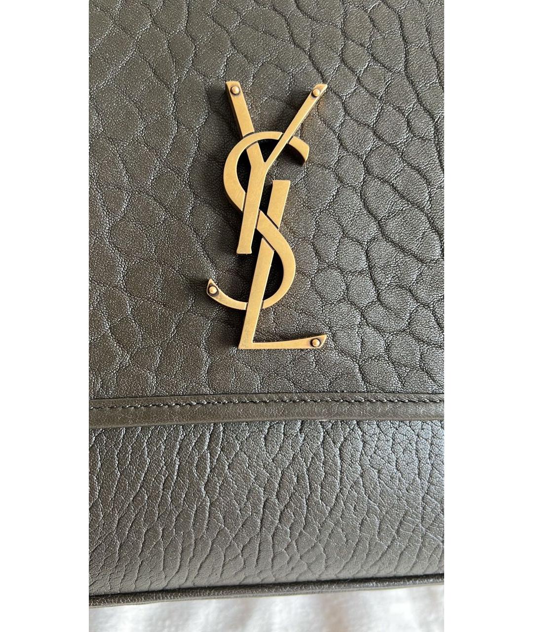 SAINT LAURENT Хаки кожаная сумка через плечо, фото 4