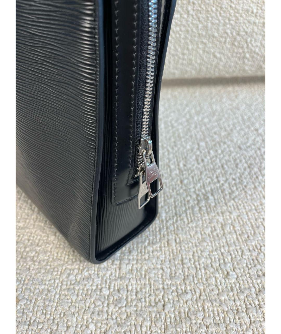 LOUIS VUITTON Черный кожаный портфель, фото 7