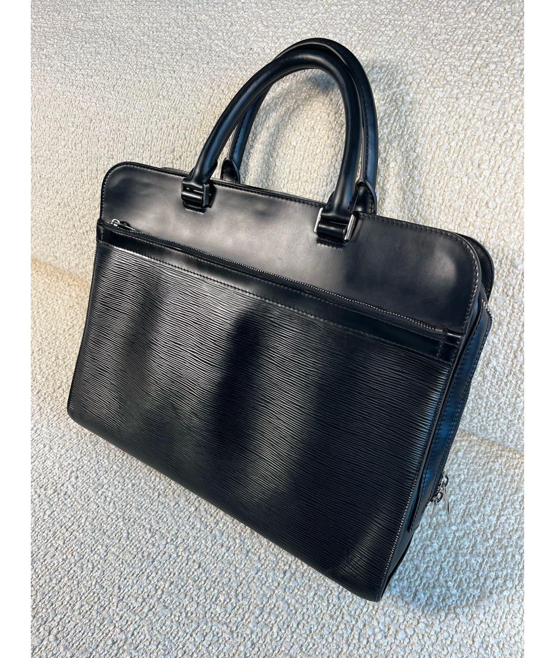 LOUIS VUITTON Черный кожаный портфель, фото 5