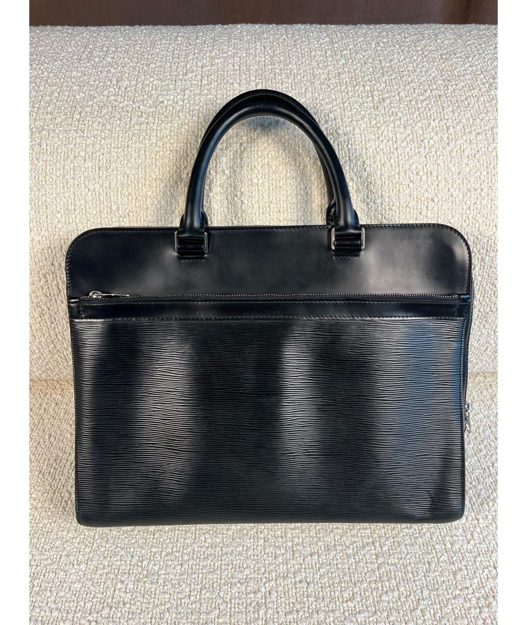 LOUIS VUITTON Черный кожаный портфель, фото 3
