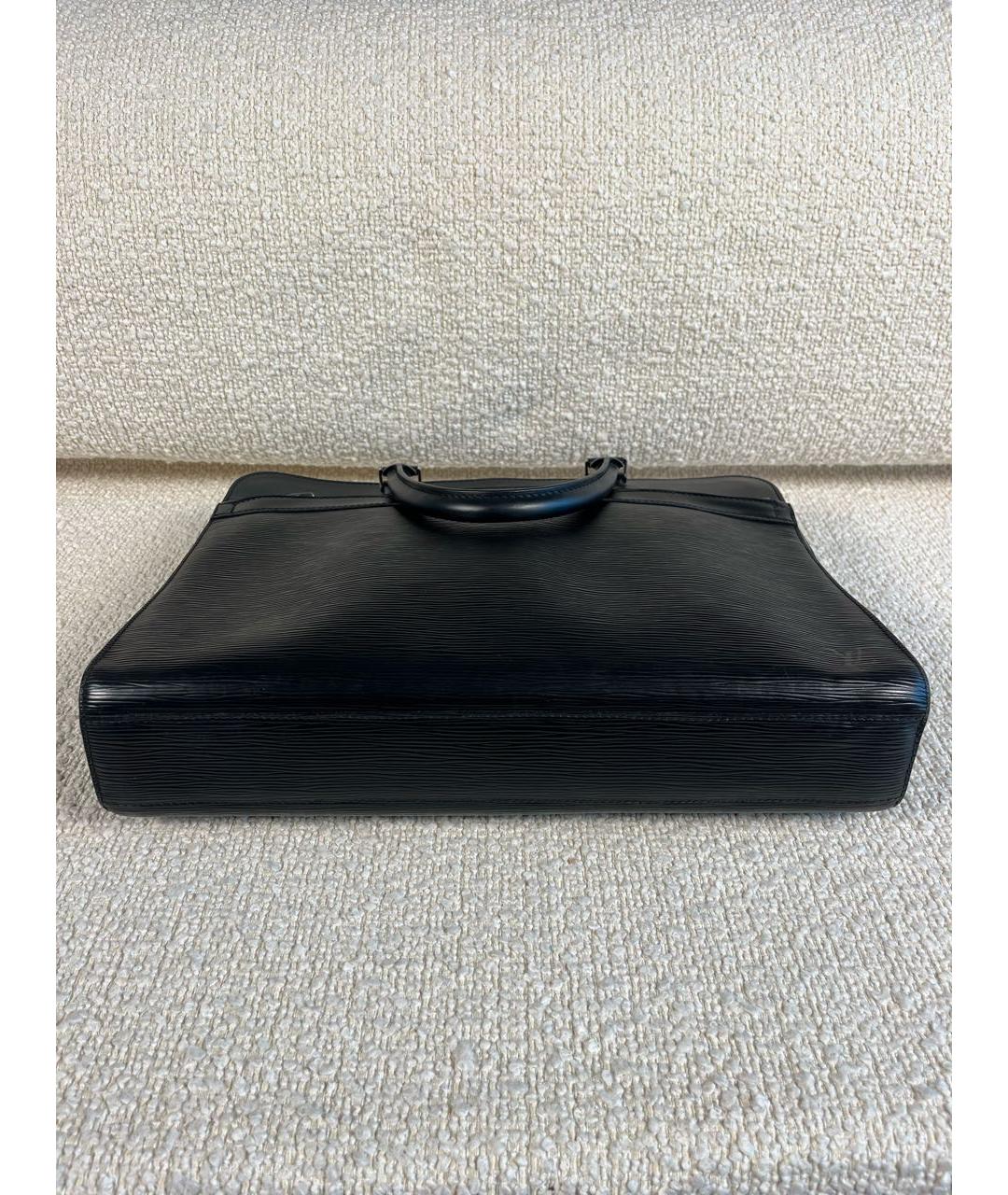LOUIS VUITTON Черный кожаный портфель, фото 6