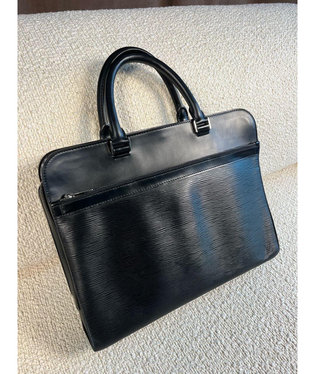 LOUIS VUITTON Черный кожаный портфель, фото 2