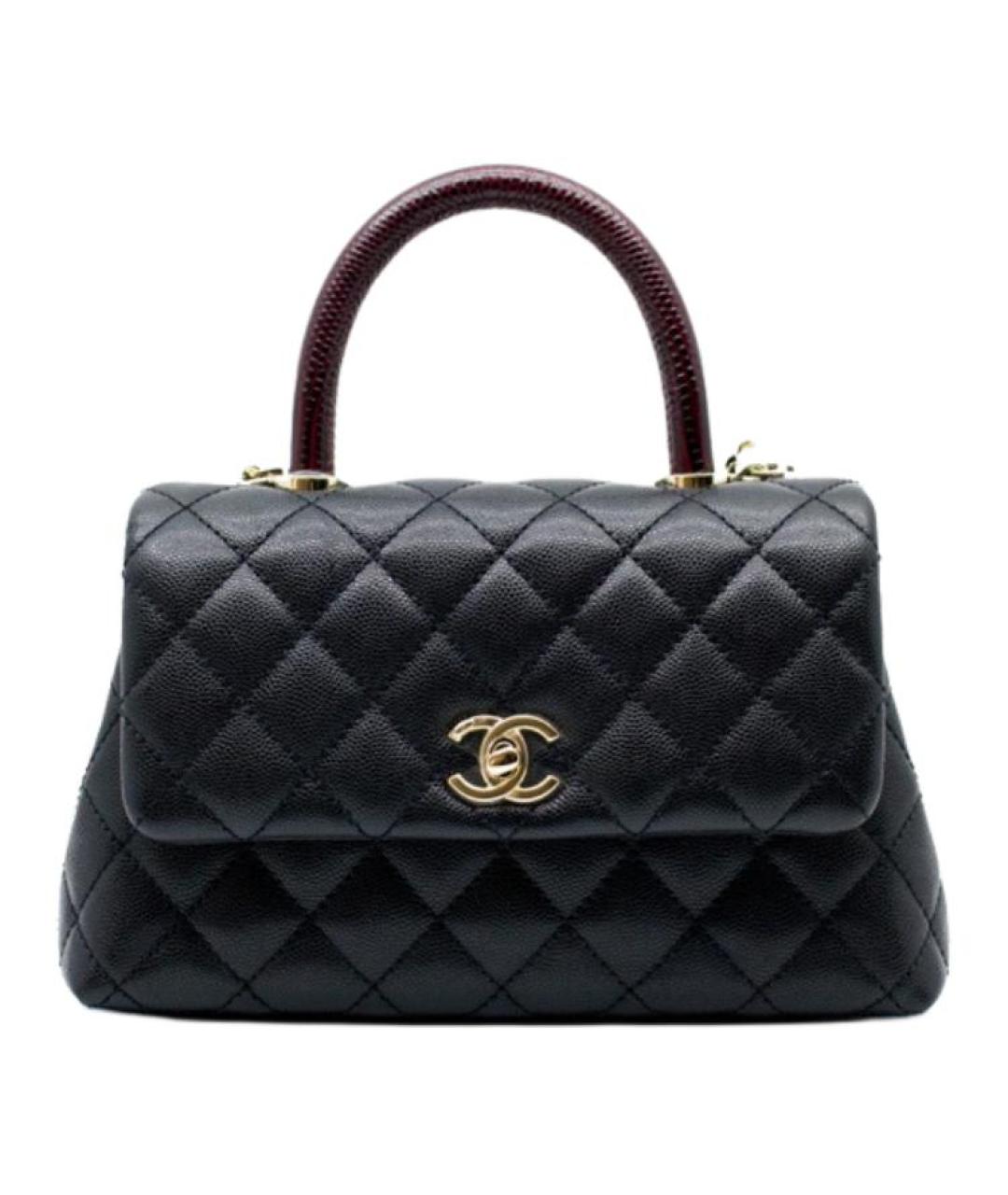 CHANEL Черная кожаная сумка с короткими ручками, фото 1