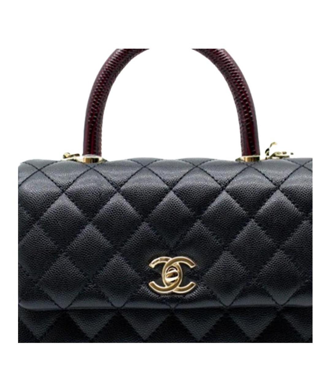 CHANEL Черная кожаная сумка с короткими ручками, фото 3