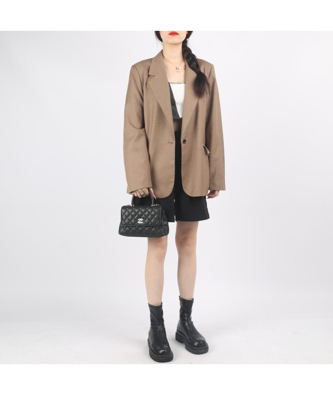 CHANEL Черная кожаная сумка с короткими ручками, фото 4