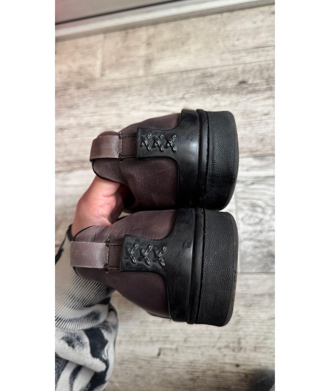 ERMENEGILDO ZEGNA XXX Коричневые кожаные низкие кроссовки / кеды, фото 4