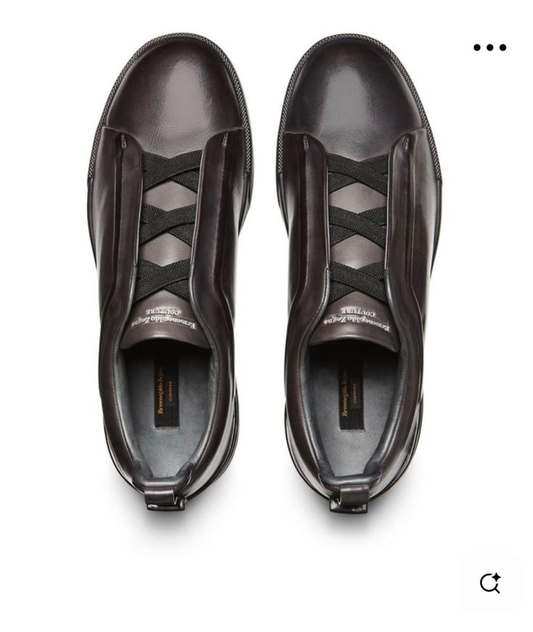 ERMENEGILDO ZEGNA XXX Коричневые кожаные низкие кроссовки / кеды, фото 3