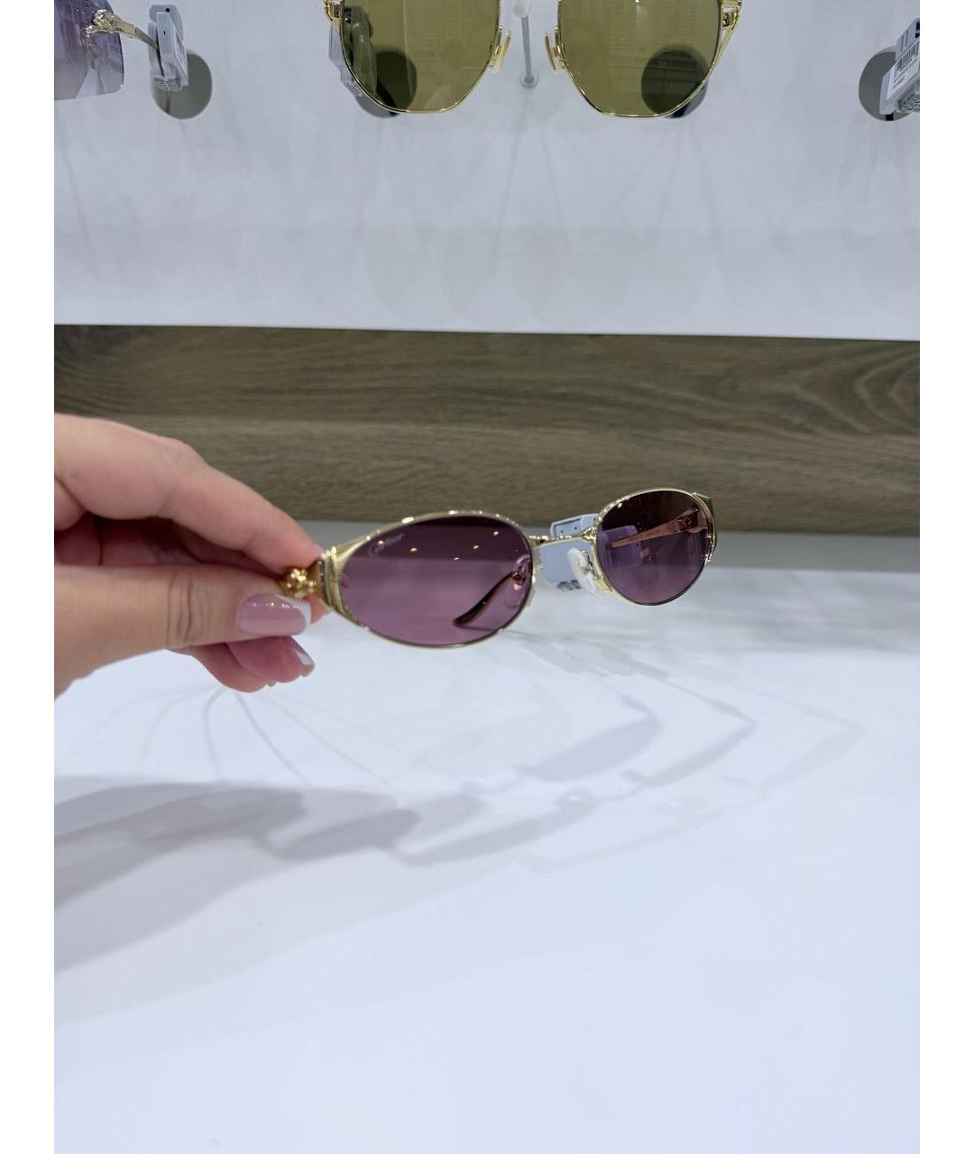 CARTIER Розовые металлические солнцезащитные очки, фото 4