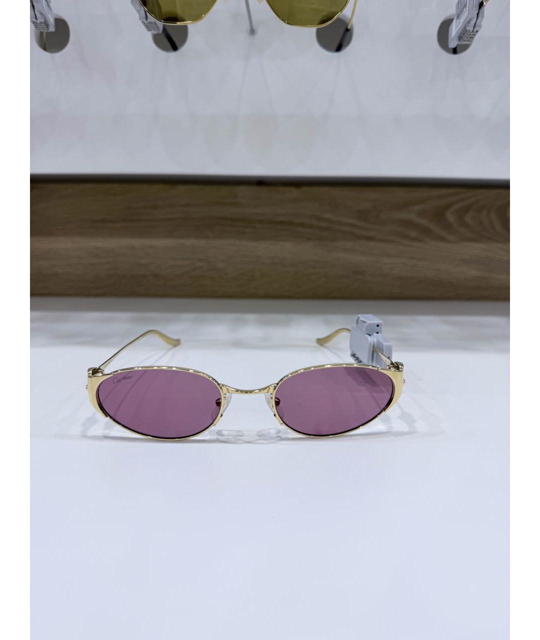 CARTIER Розовые металлические солнцезащитные очки, фото 5