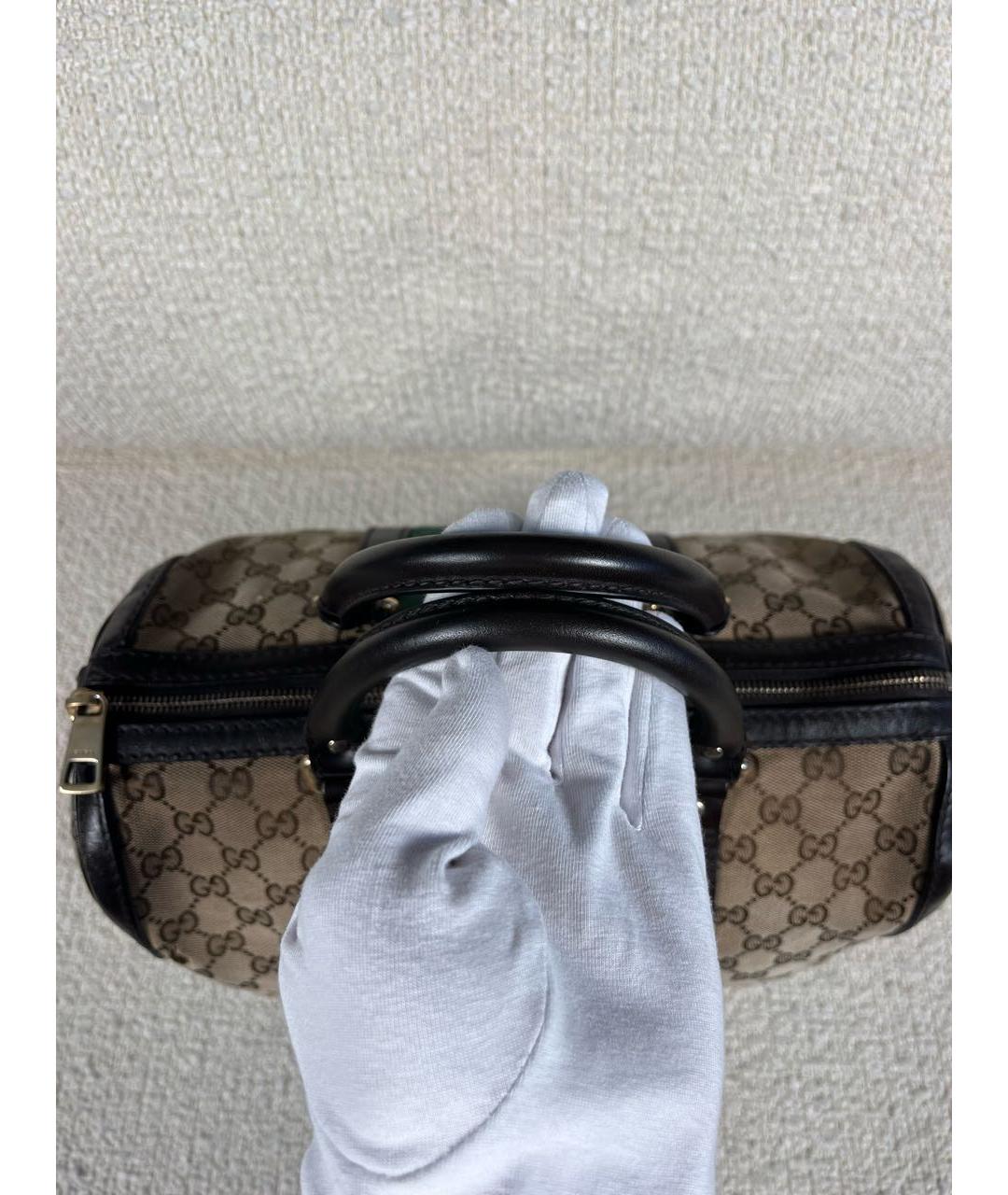 GUCCI Коричневая тканевая сумка с короткими ручками, фото 8