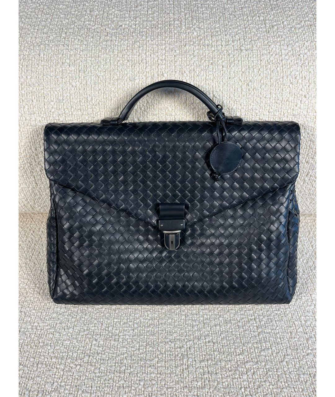 BOTTEGA VENETA Черный кожаный портфель, фото 9