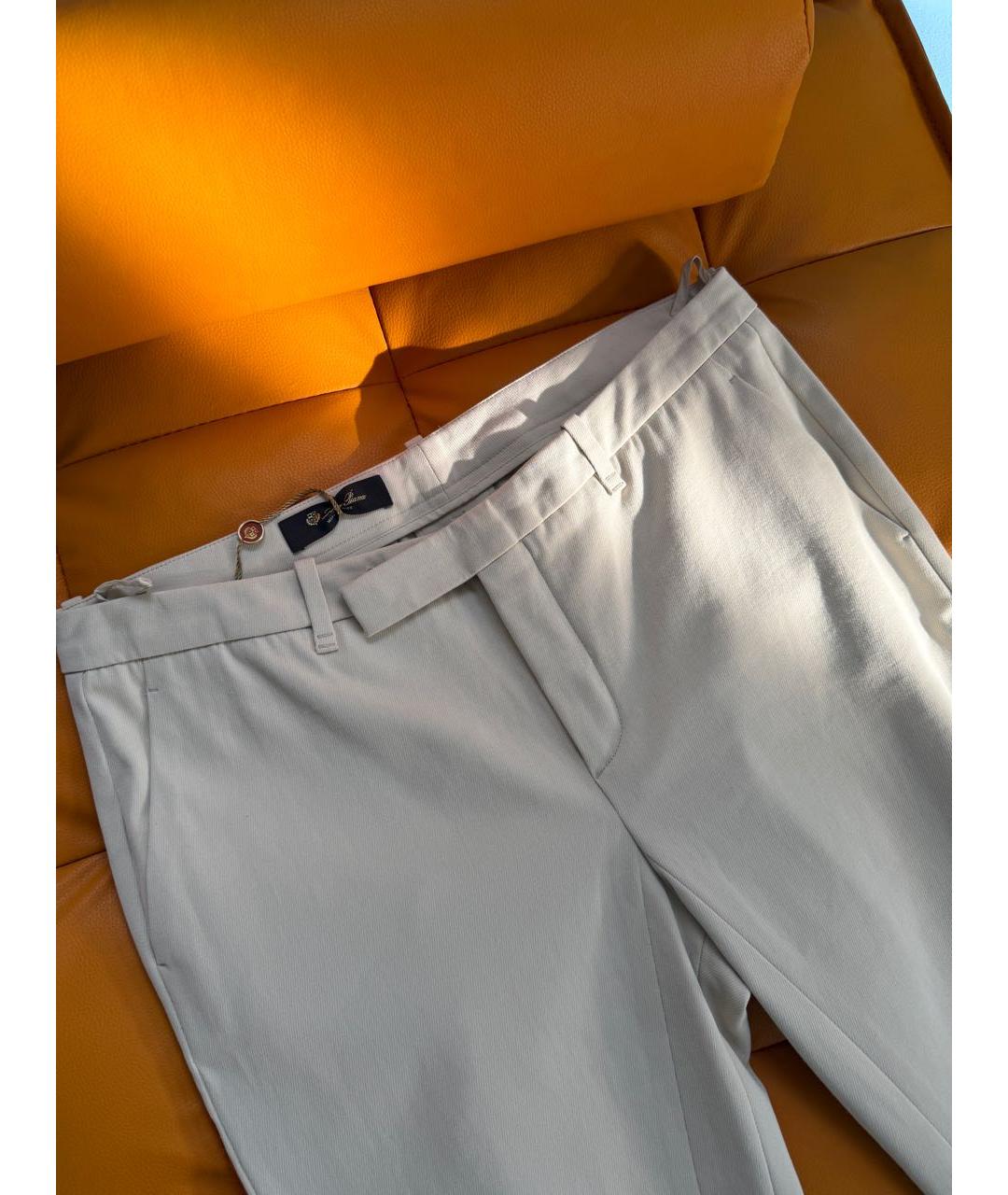 LORO PIANA Бежевые хлопко-эластановые прямые брюки, фото 6