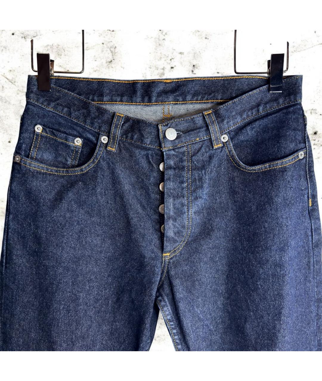 HELMUT LANG Темно-синие хлопковые джинсы скинни, фото 3