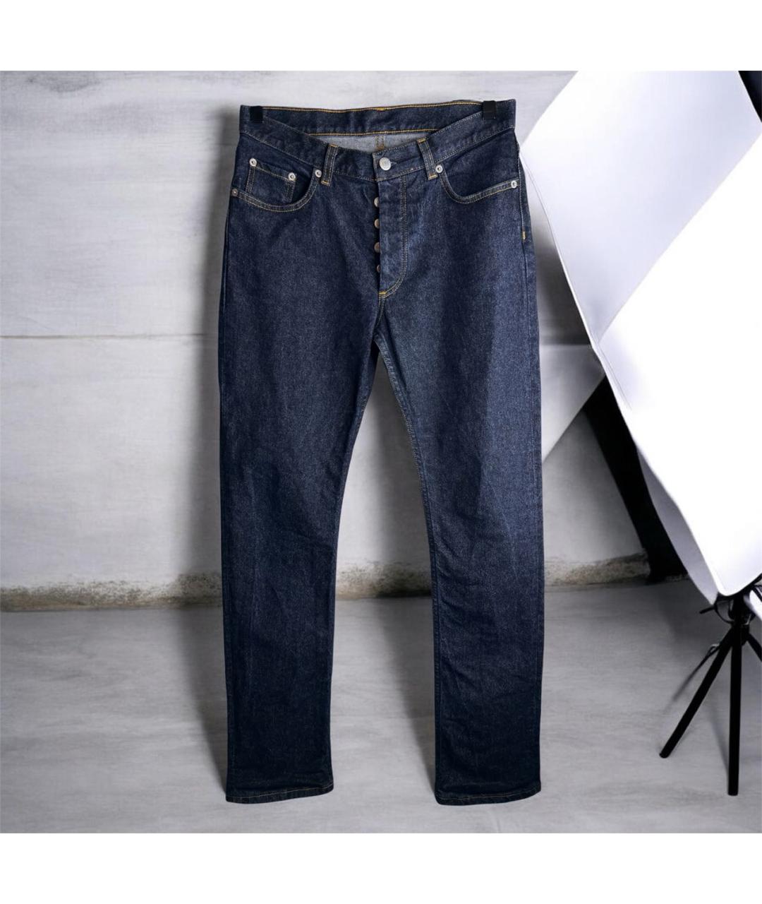 HELMUT LANG Темно-синие хлопковые джинсы скинни, фото 9