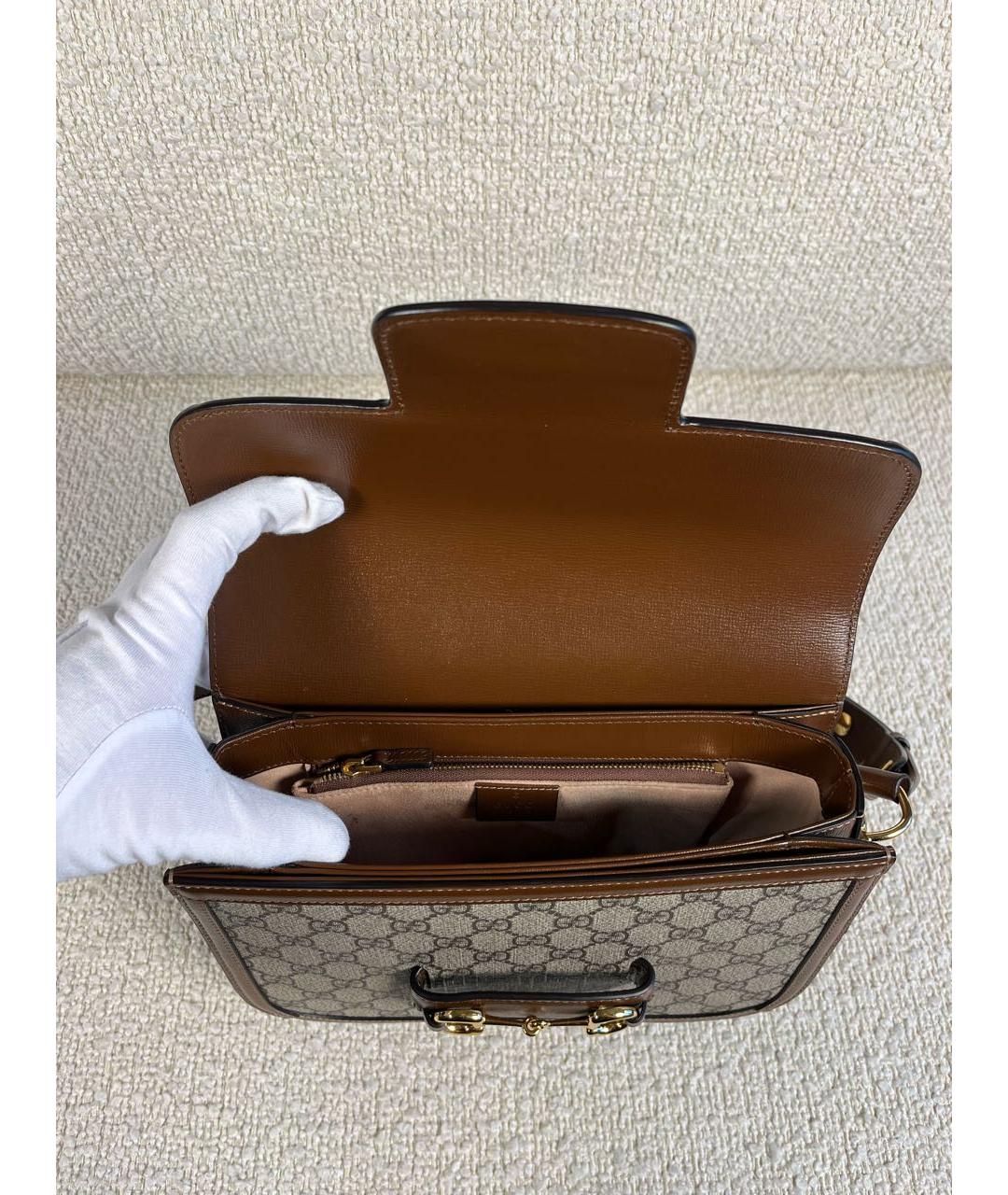 GUCCI Коричневая кожаная сумка через плечо, фото 4