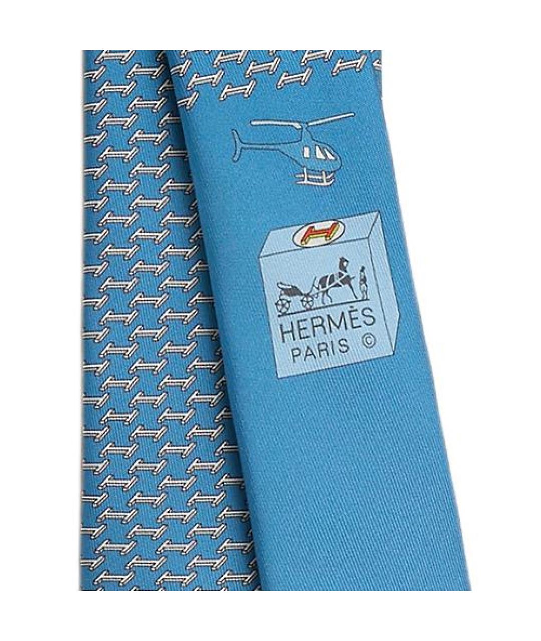 HERMES Голубой галстук, фото 2