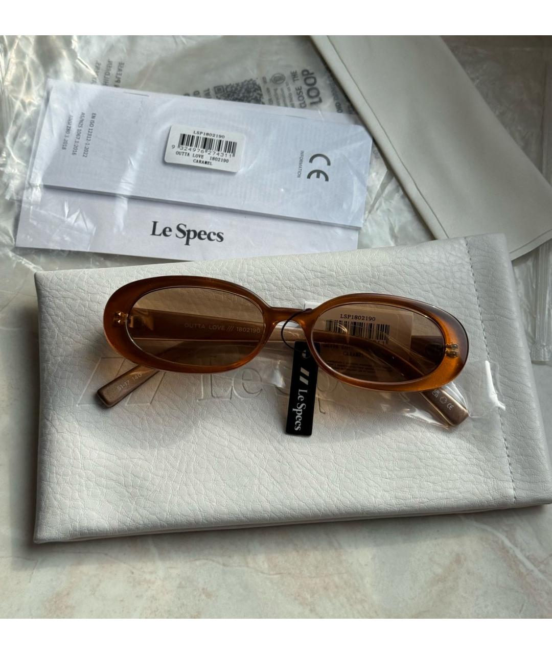 LE SPECS Коричневые пластиковые солнцезащитные очки, фото 3