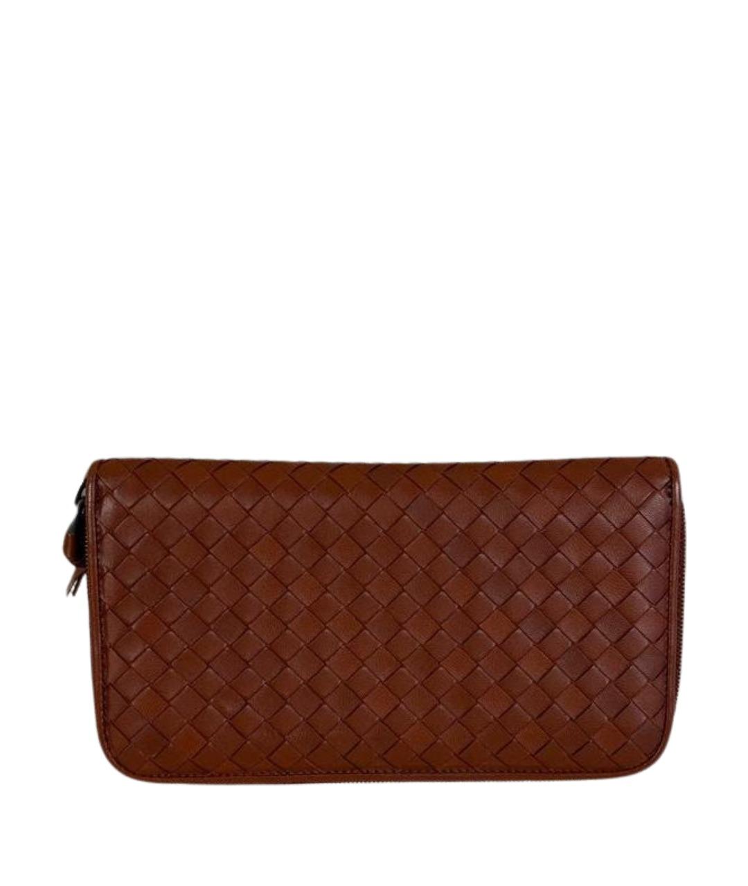 BOTTEGA VENETA Коричневый кожаный кошелек, фото 1