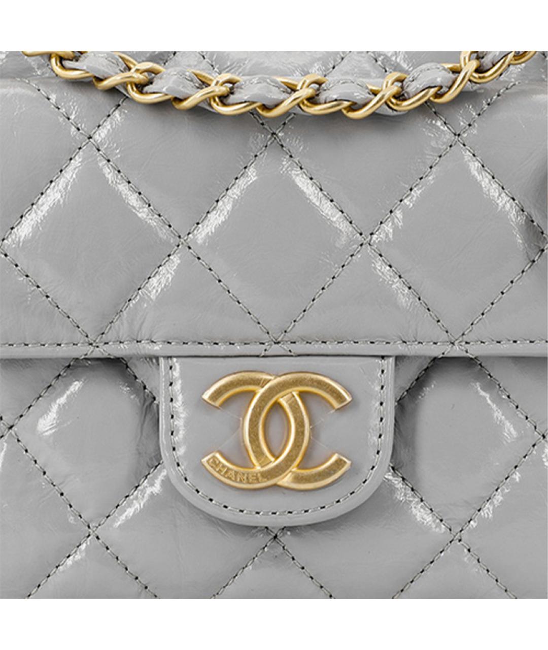 CHANEL Серая кожаная сумка через плечо, фото 5