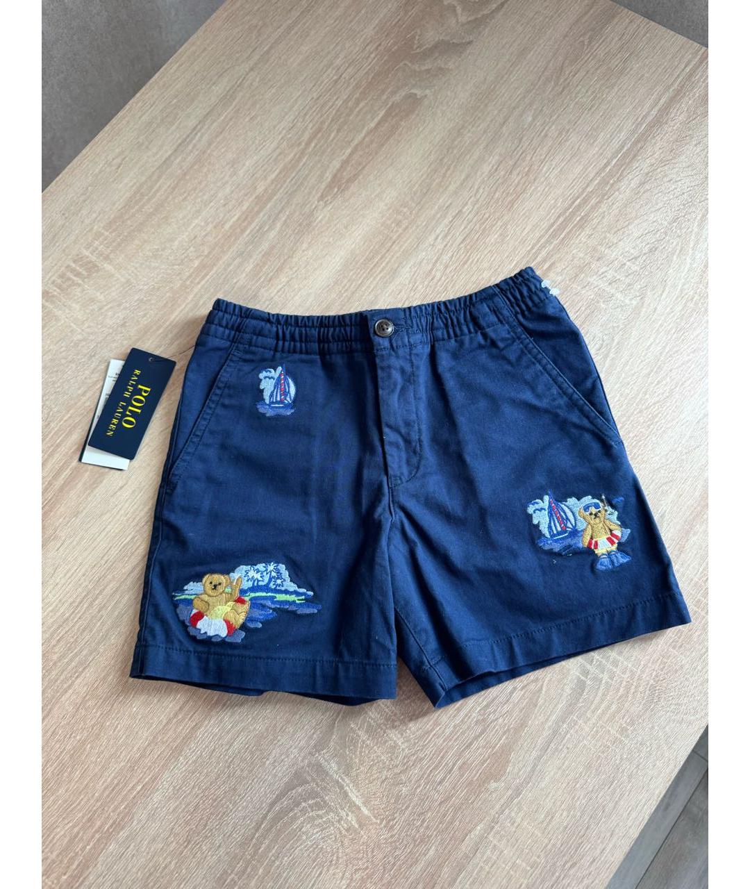 POLO RALPH LAUREN Темно-синие хлопковые детские шорты, фото 5