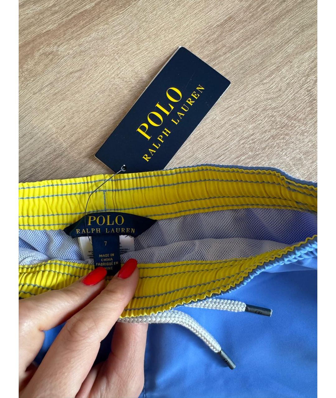 POLO RALPH LAUREN Голубые полиэстеровые детские шорты, фото 3
