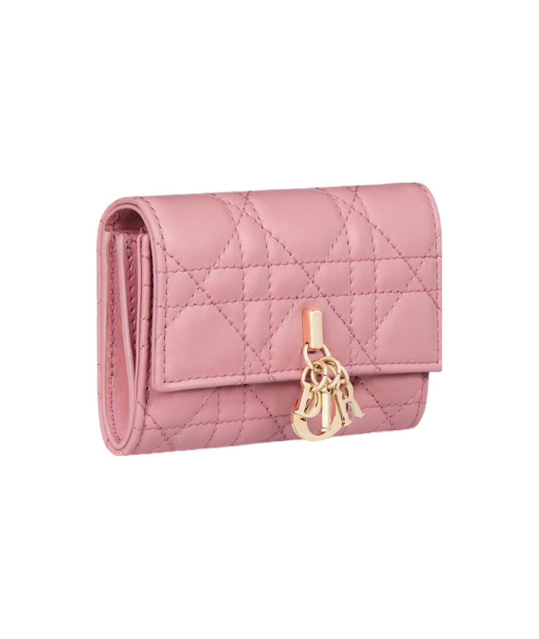 CHRISTIAN DIOR Розовый кожаный кошелек, фото 2