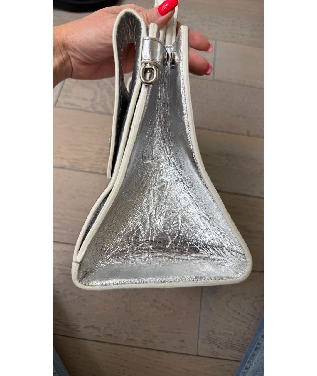 CHRISTIAN DIOR Серебряная кожаная сумка с короткими ручками, фото 6