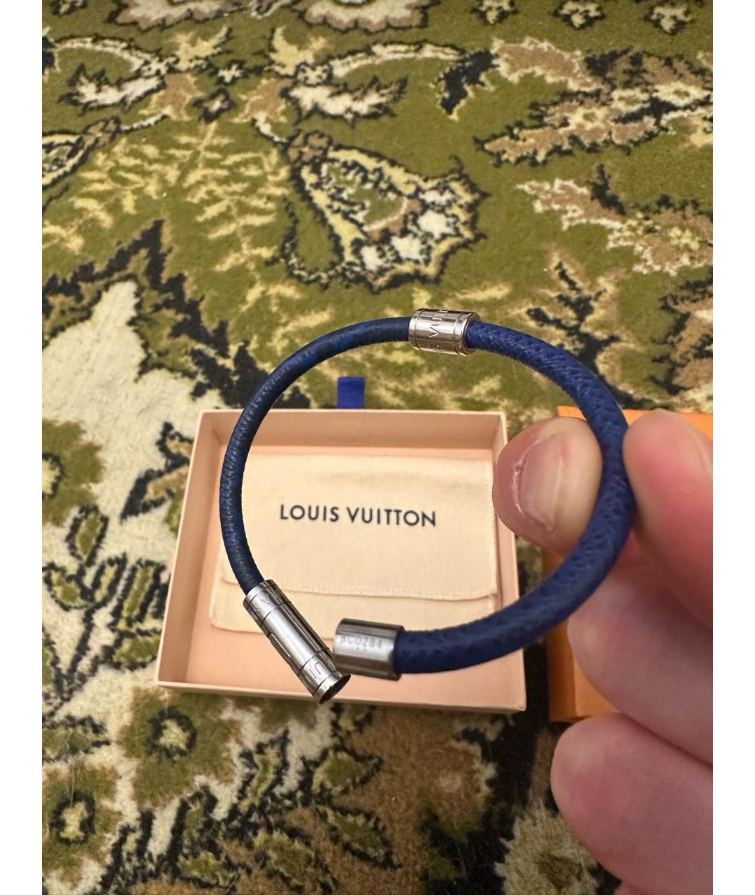 LOUIS VUITTON Синий кожаный браслет, фото 2