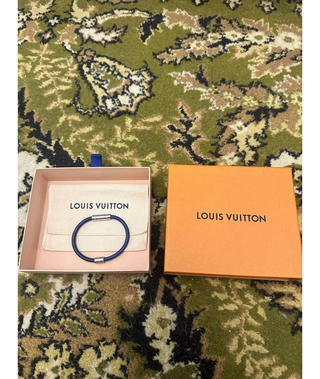 LOUIS VUITTON Синий кожаный браслет, фото 3