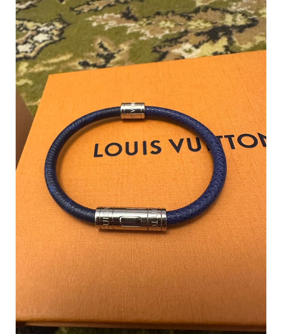 LOUIS VUITTON Синий кожаный браслет, фото 5