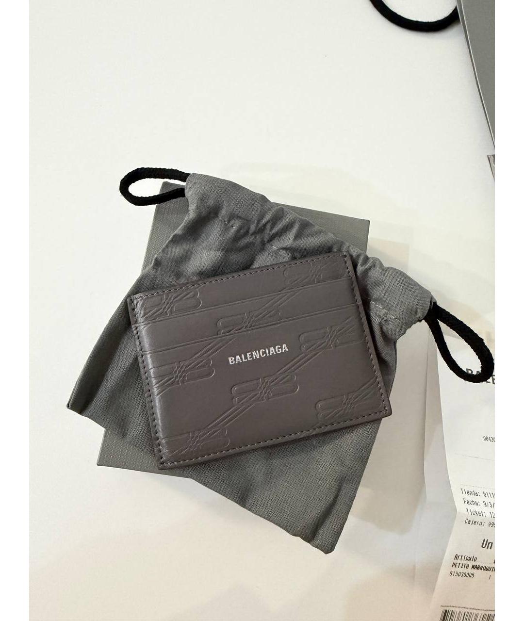 BALENCIAGA Серый кожаный кардхолдер, фото 4