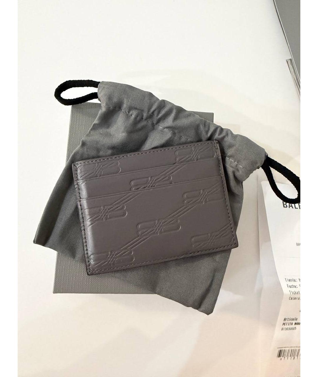 BALENCIAGA Серый кожаный кардхолдер, фото 2
