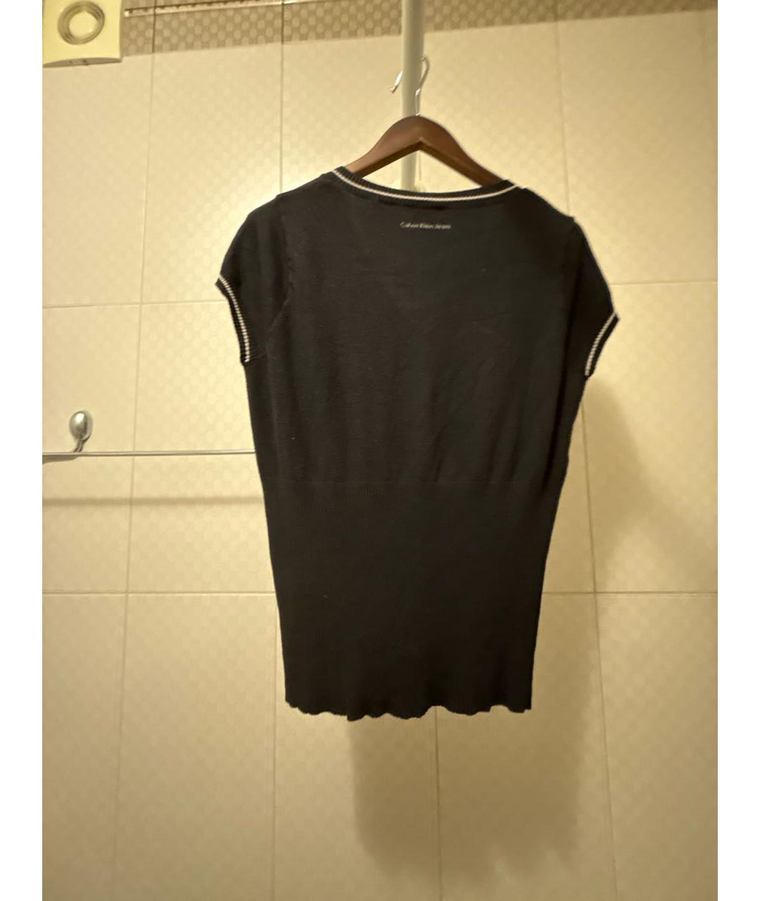 CALVIN KLEIN Черная вискозная майка, фото 2